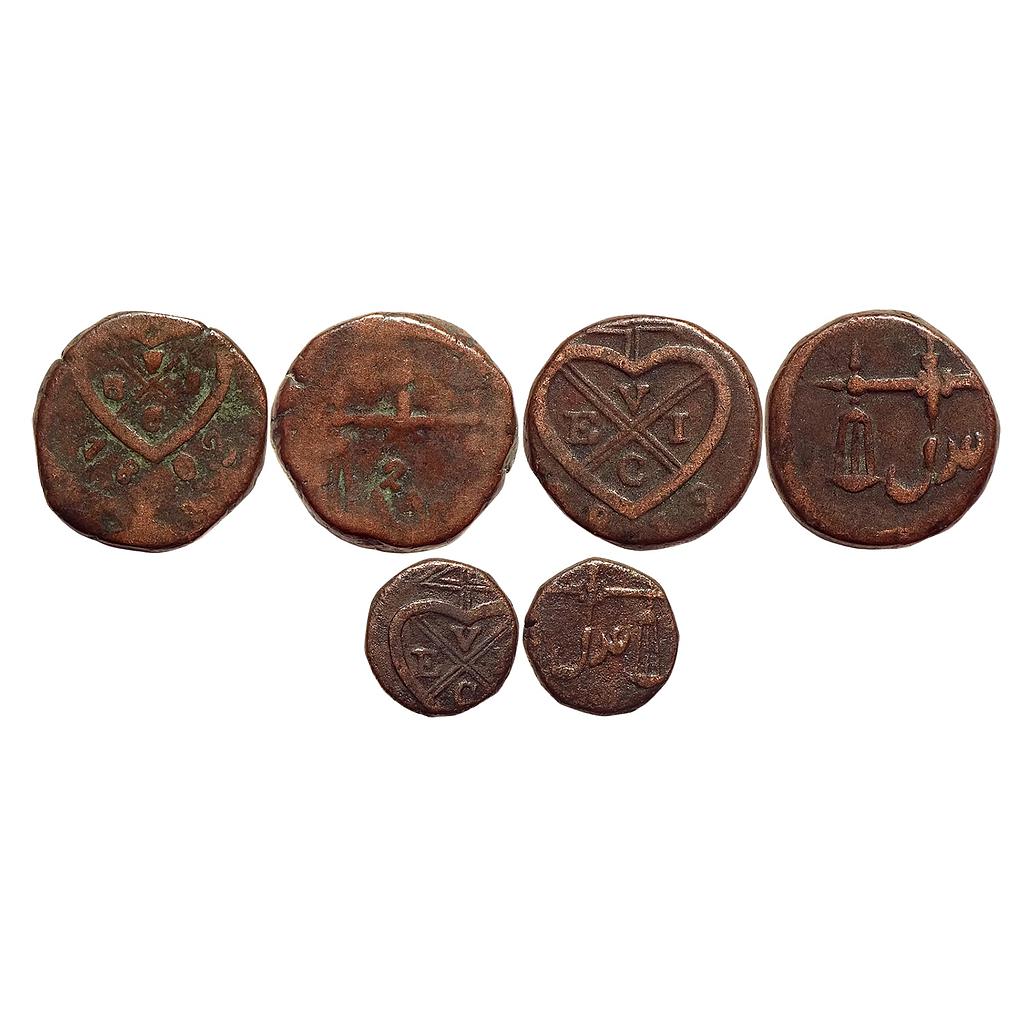 EIC Bombay Presidency Set of 3 Coins Copper 2 Pice Pice 1/2 Pice