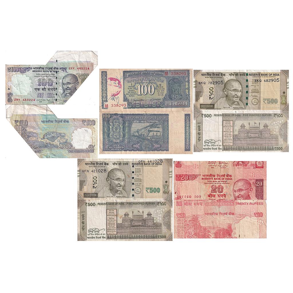 India Reserve Bank of India Set of 5 Notes