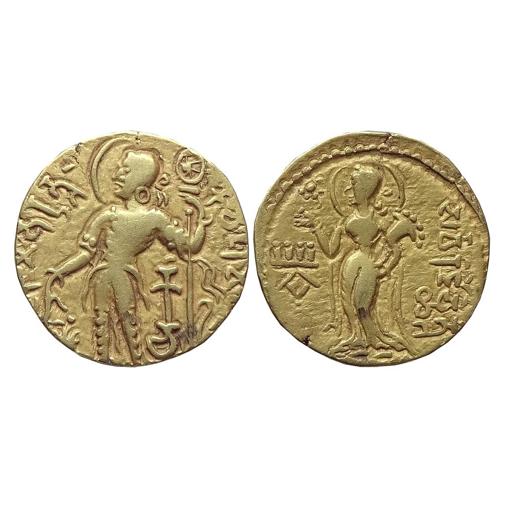 Ancient Gupta Empire Kachagupta Chakradhvaja Type Gold Dinara