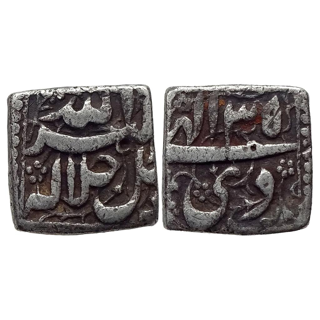 Mughal Akbar Mintless Type Ilahi Month Di Capricon Silver Square Rupee