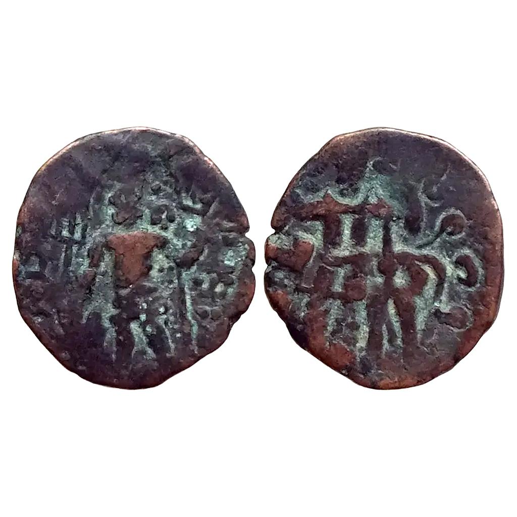 Ancient Kushanas Vasishka or Kanishka II Oesho (Shiva) Copper Fractional Unit