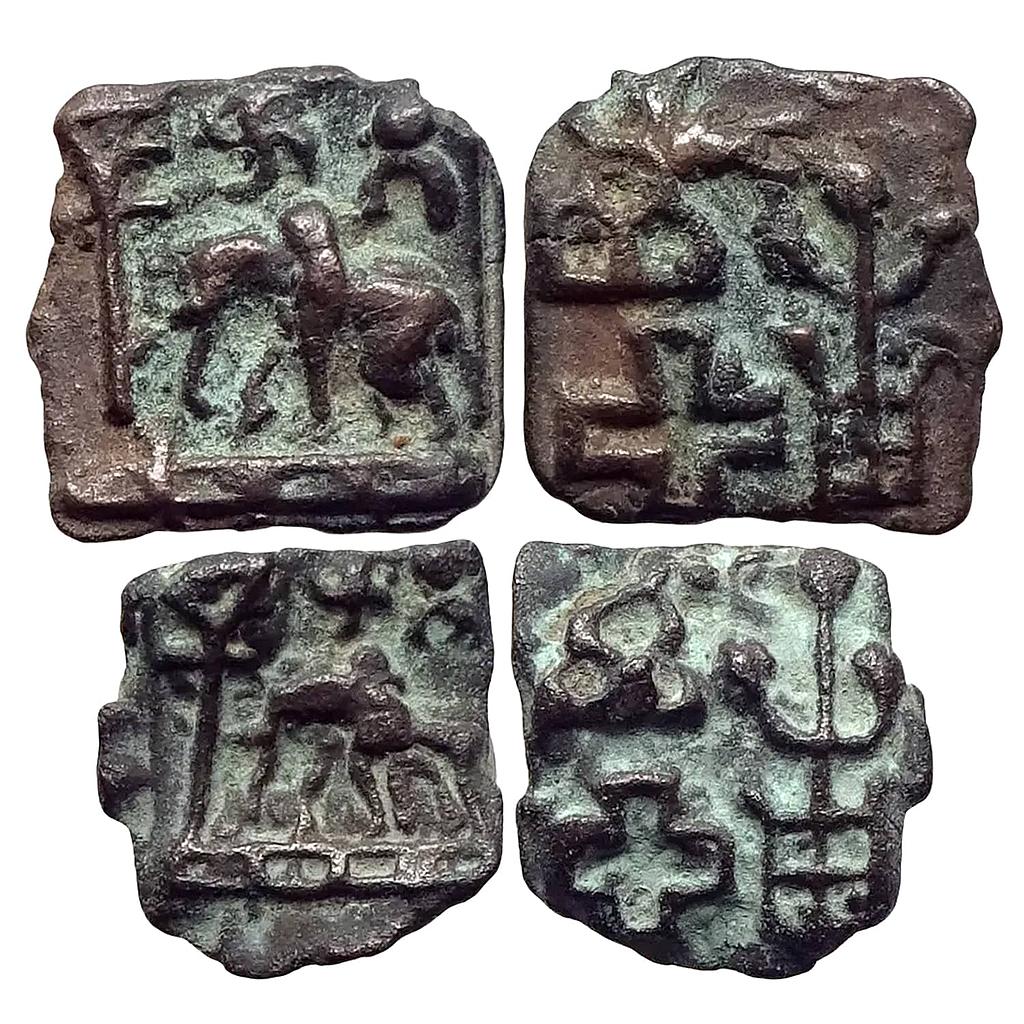 Ancient North India Uninscribed Set of 2 Coins Cast Copper Unit