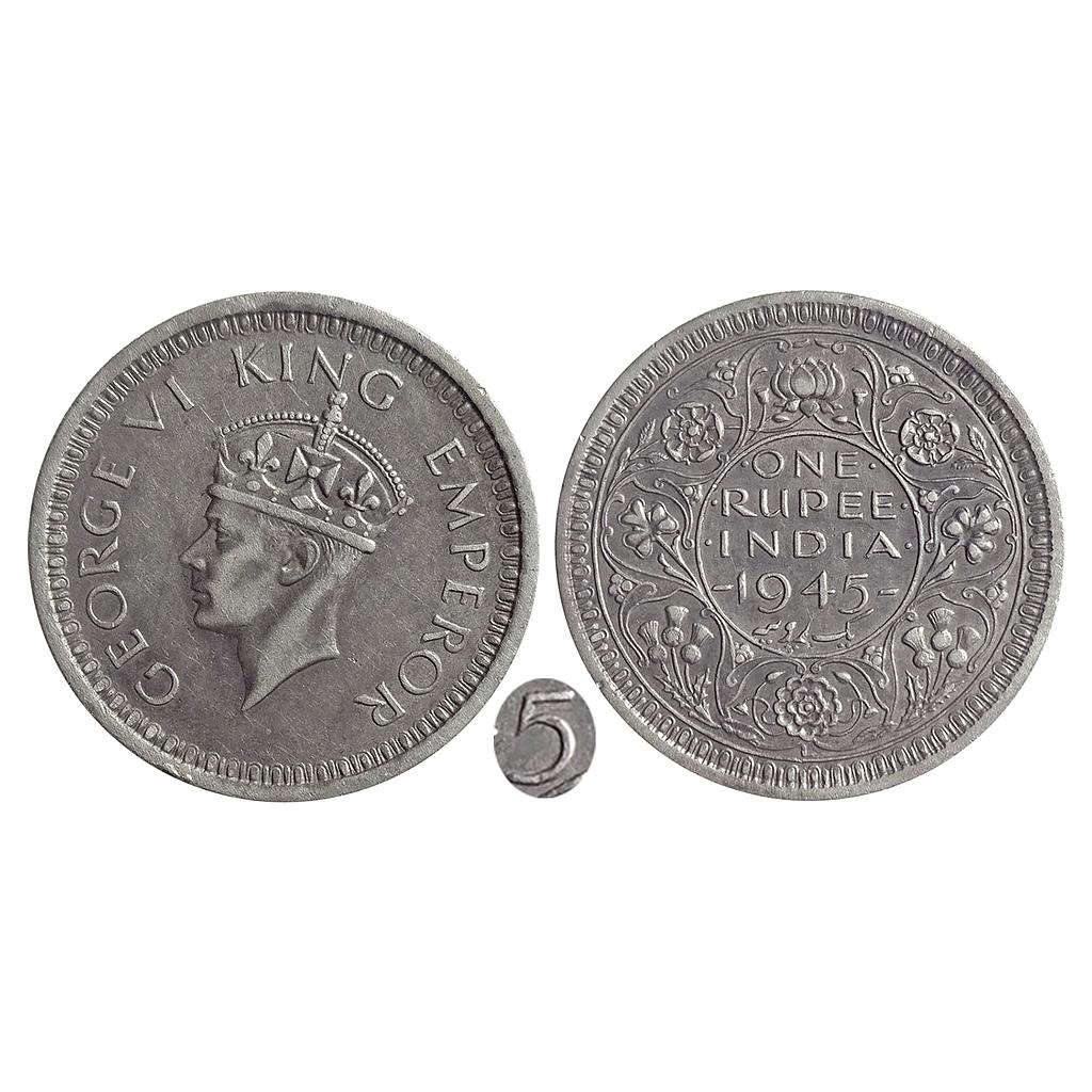British India George VI 1945 AD Lahore Mint Silver Rupee