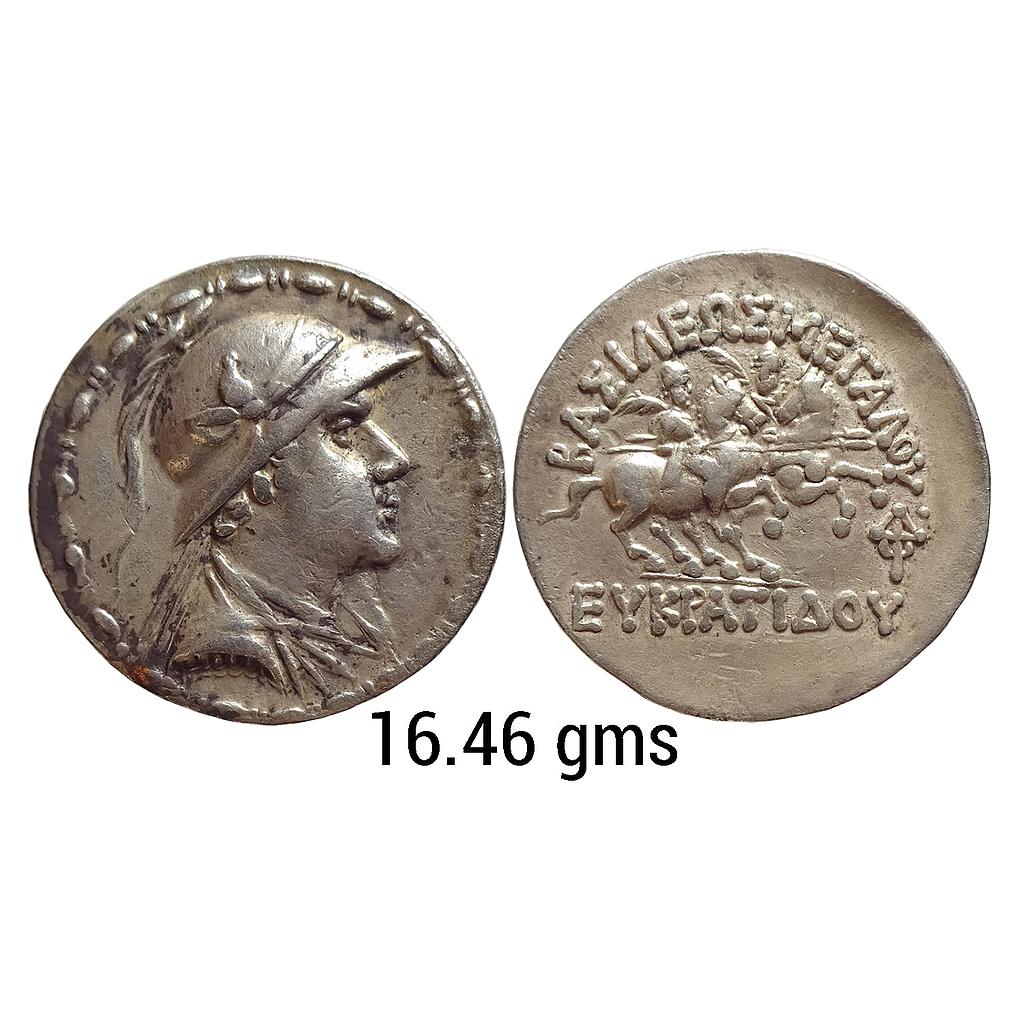 Ancient Greco-Bactrians Eucratides I Silver Tetradrachm