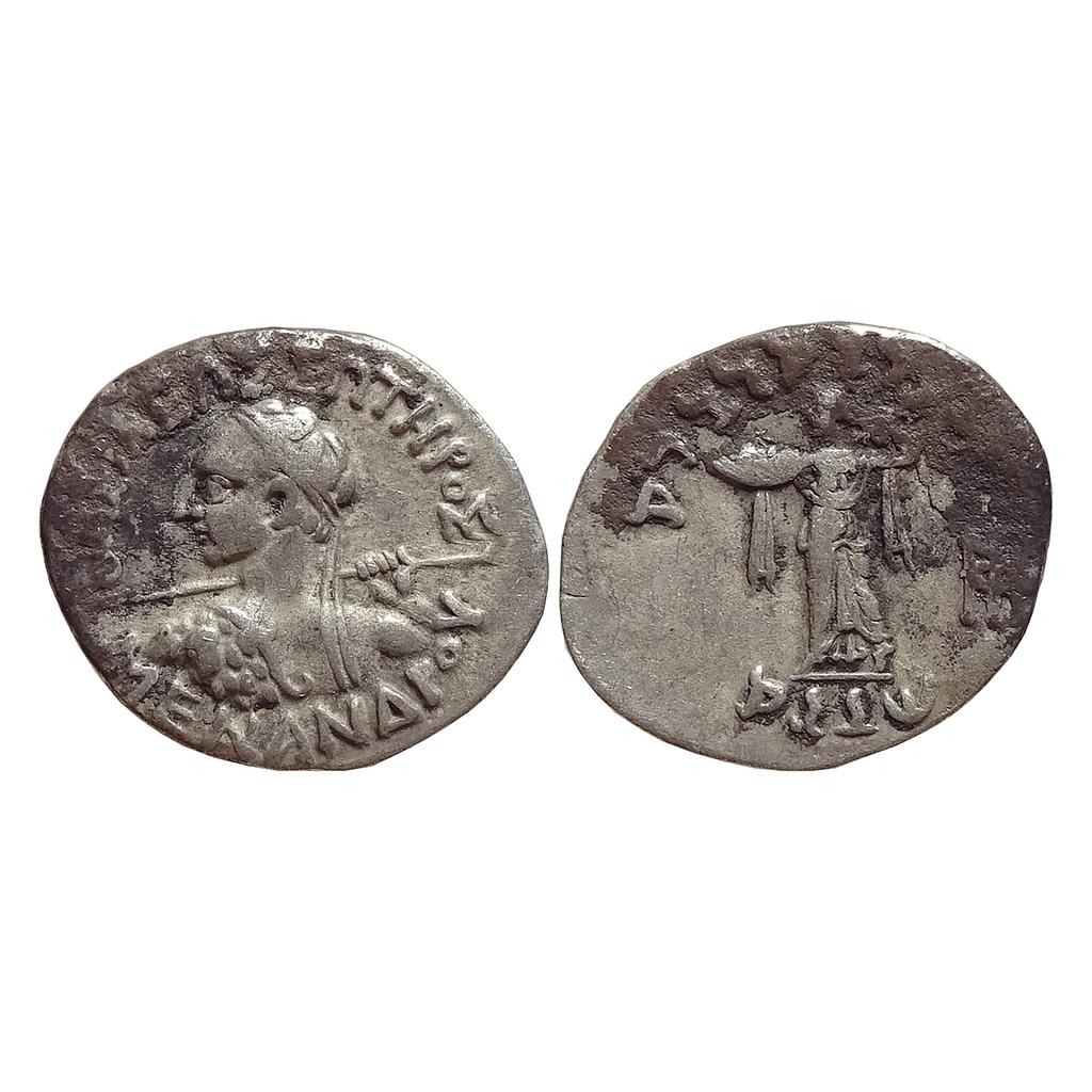 Ancient Indo-Greeks Menander I Silver Drachm