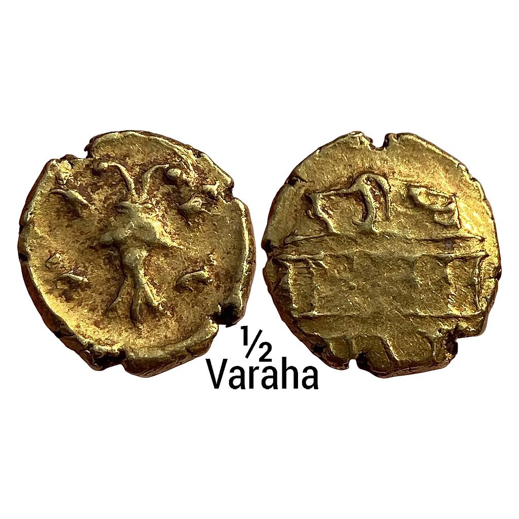 Hindu Medieval Vijaynagar Empire Achyutadevaraya Gandabherunda type Gold 1/2 Varaha