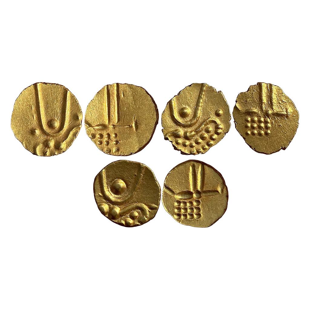Hindu Medieval Veera Raya Set of 3 Coins Gold Fanam