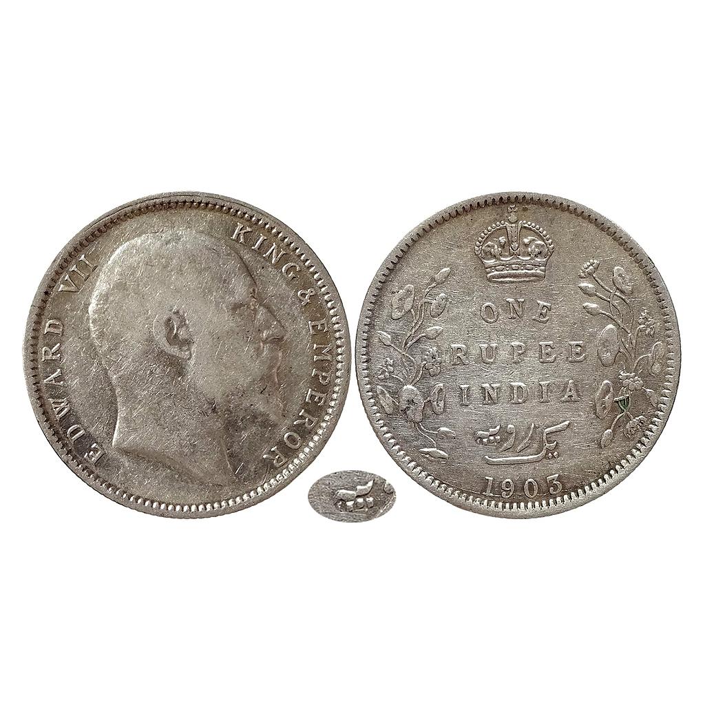 British India Edward VII 1903 AD Calcutta Mint Urdu error with 3 dots on the right instead of the normally seen 5 dots Silver Rupee