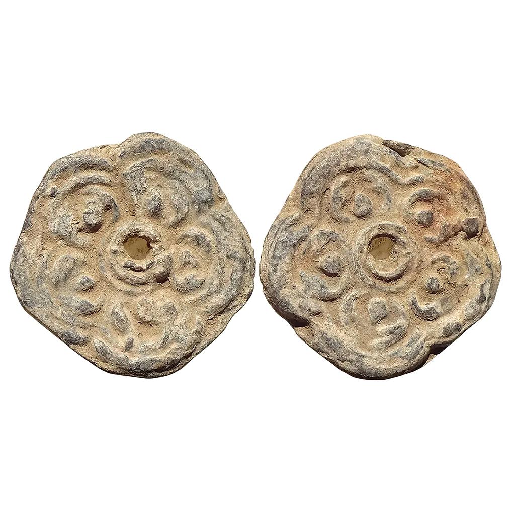 Kingdom of Angko Lead Lotus Token from Cambodia from the time of the Khmer Empire Lead-Tin Alloy Unit