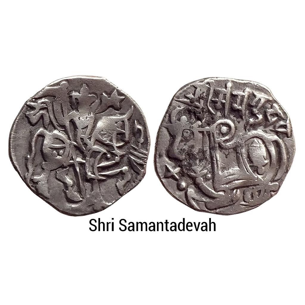 Hindu Medieval Hindu Shahi rulers of Oahind dynasty Shri Samantadeva Silver Unit