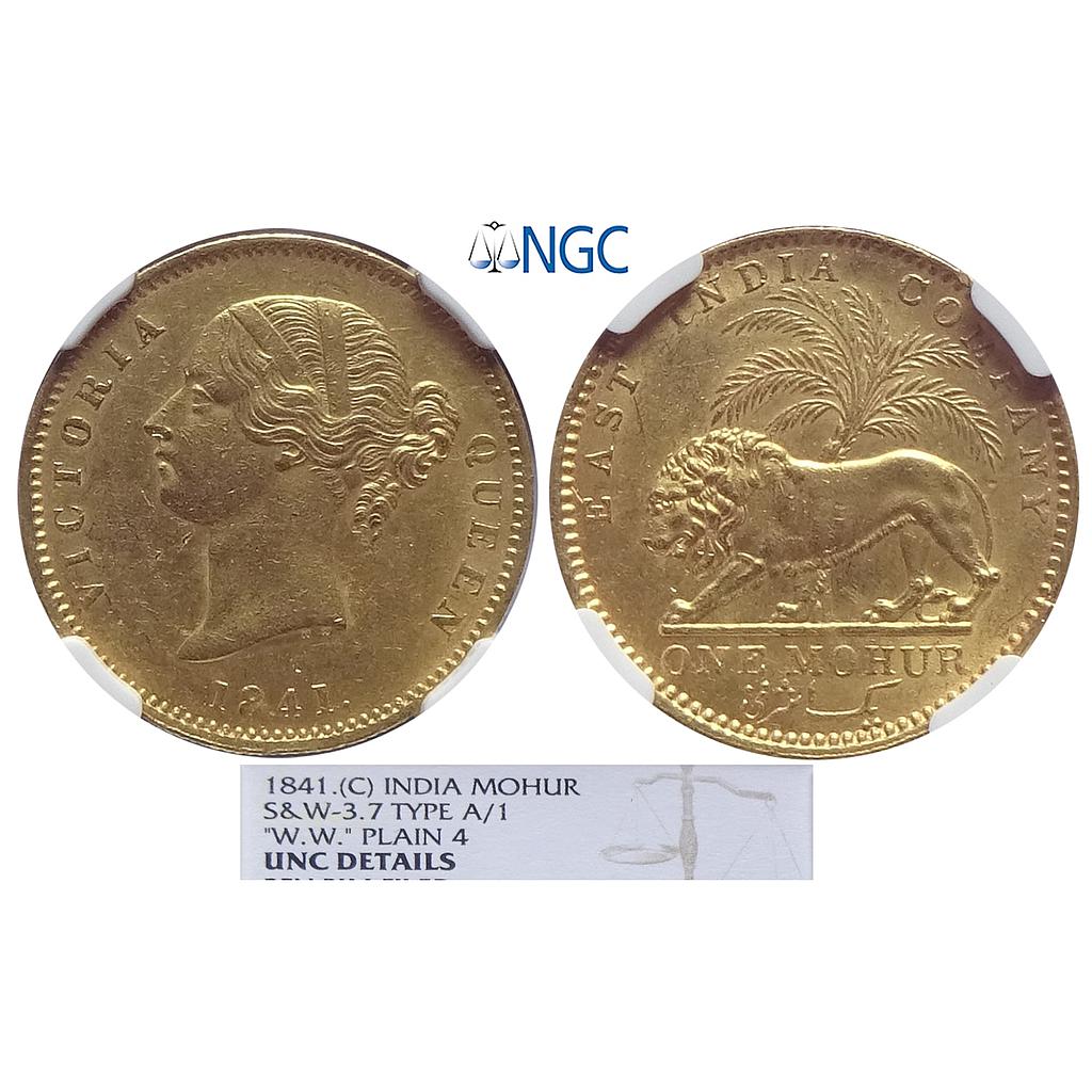 EIC Victoria Queen 1841 AD Gold Mohur