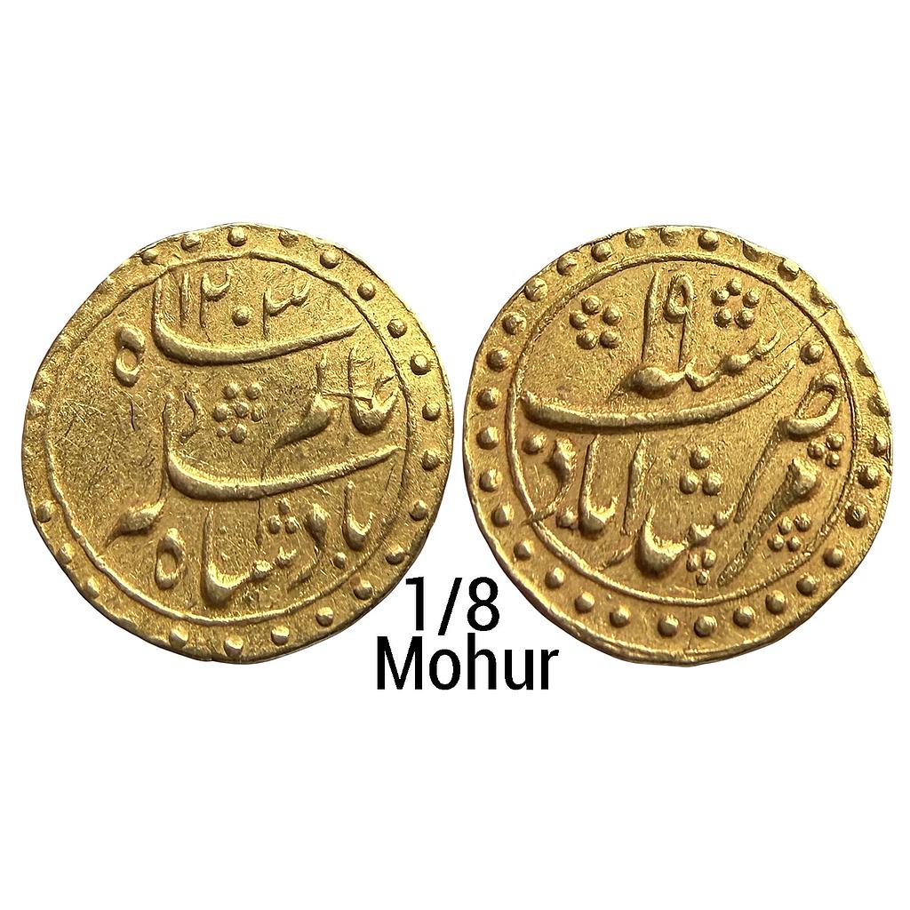 EIC Bengal Presidency INO Shah Alam II Murshidabad struck at the Calcutta Mint Gold 1/8 Mohur