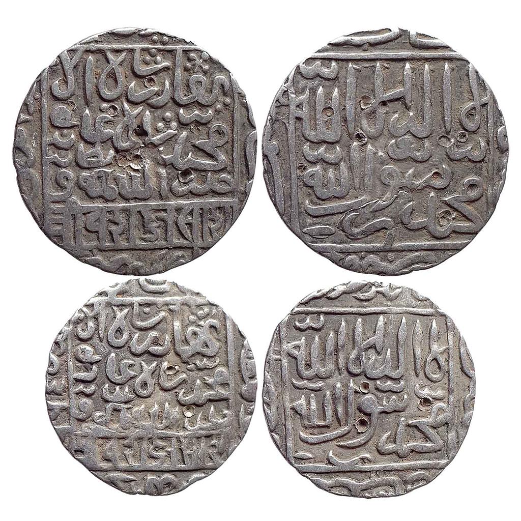 Bengal Sultan Giyath al din Bahadur Shah No Mint Set of 2 Coins Silver Tanka