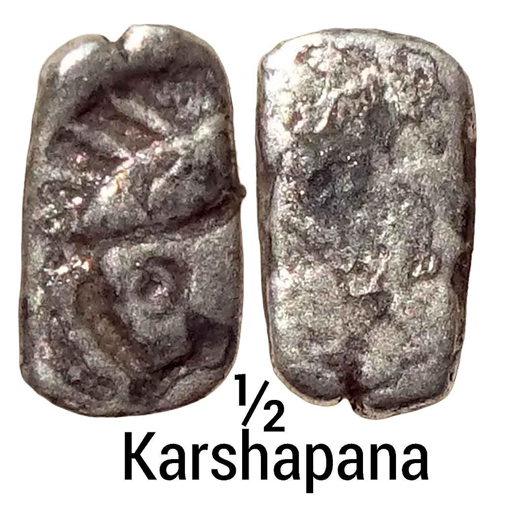 Ancient Punch Marked Coinage Upper Ganga Region Surasena Mahajanapada Silver 1/2 Karshapana