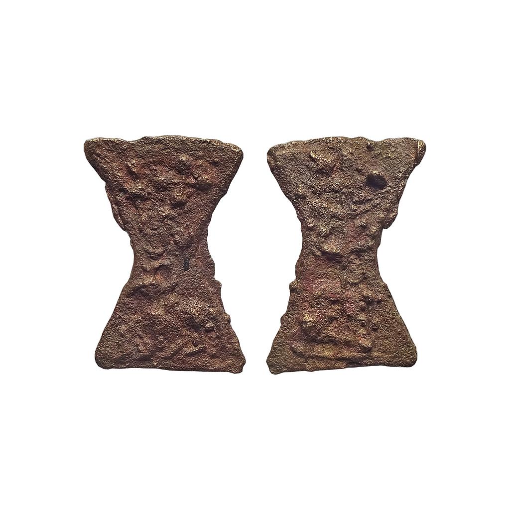 Ancient, Post-Mauryan, Kaushambi Region, Uninscribed type, Damru Shaped, Cast Copper