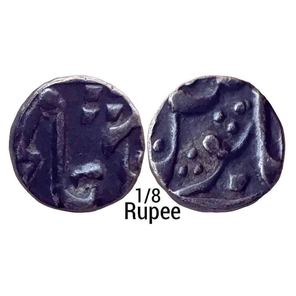 IPS Gwalior State Madho Rao INO Shah Alam II Ujjain Mint Silver 1/8 Rupee