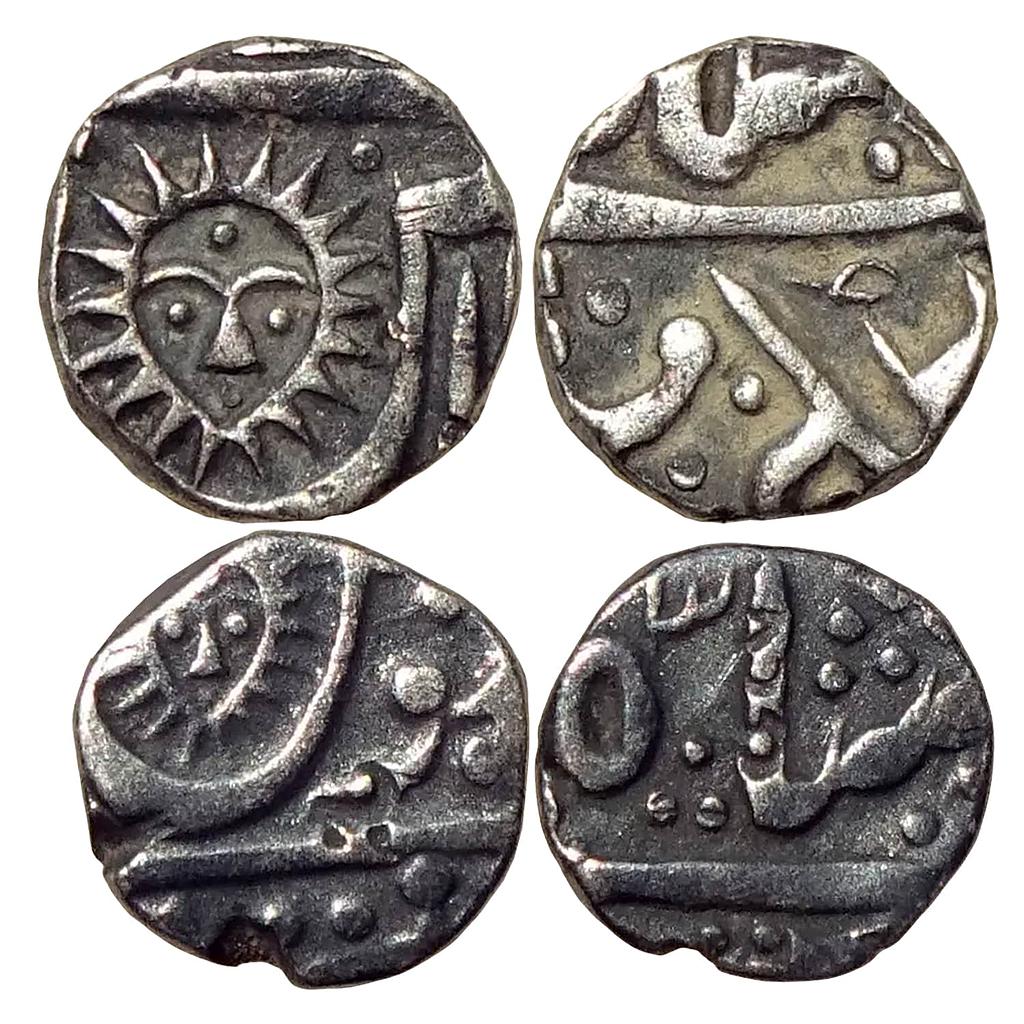 IPS Indore State Ahilyabai Holkar INO Shah Alam II Malharnagar Mint Set of 2 Coins Silver 1/4 Rupee