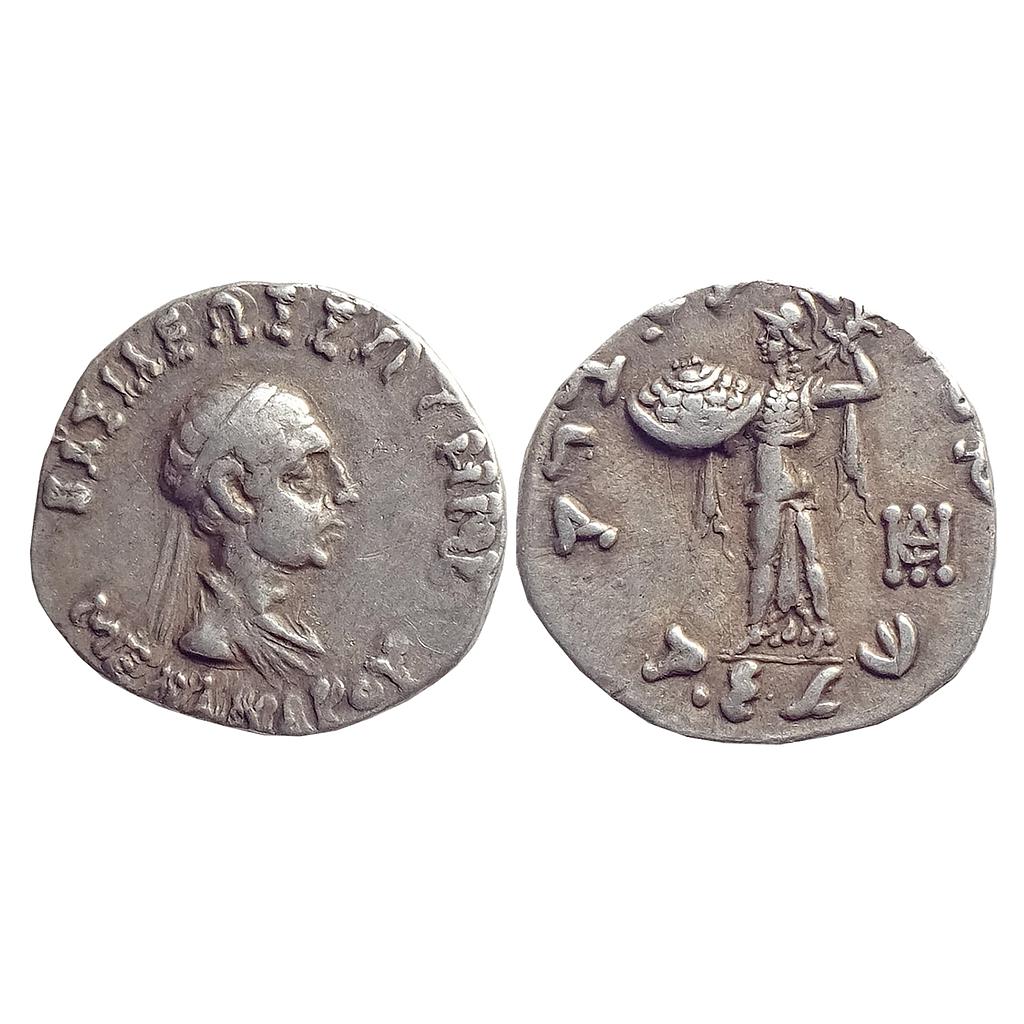 Ancient Indo-Greeks Menander I Bilingual series Silver Drachm