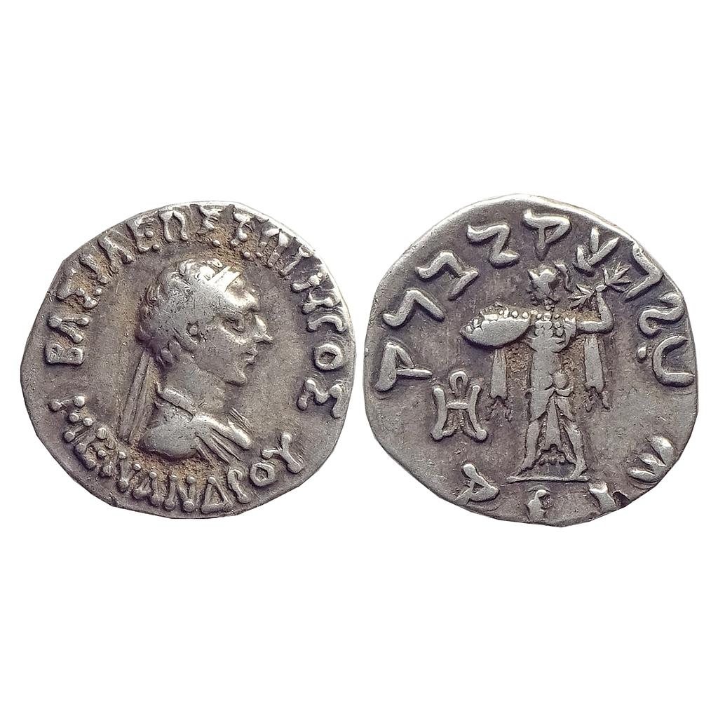Ancient Indo-Greeks Menander I Bilingual series Silver Drachm