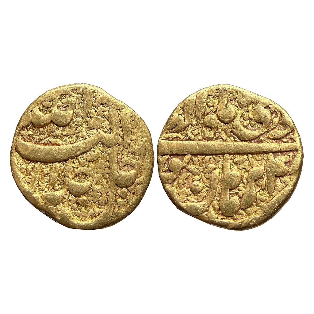 Mughal Akbar Burhanpur Mint Ilahi type Month Di Capricon Gold Mohur
