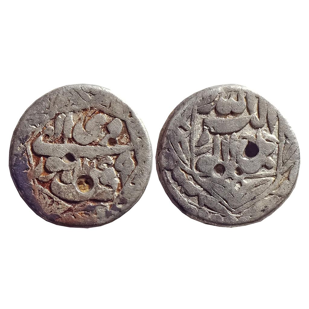 Mughal, Akbar, Lahore Mint, Month DI, Ilahi type, Silver "1/2 Rupee"