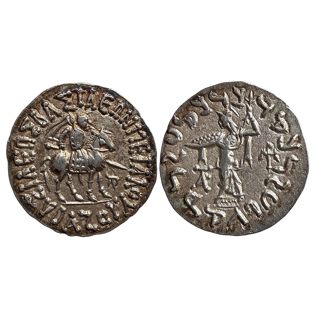 Ancient Indo-Scythians Azes  Silver Tetradrachm