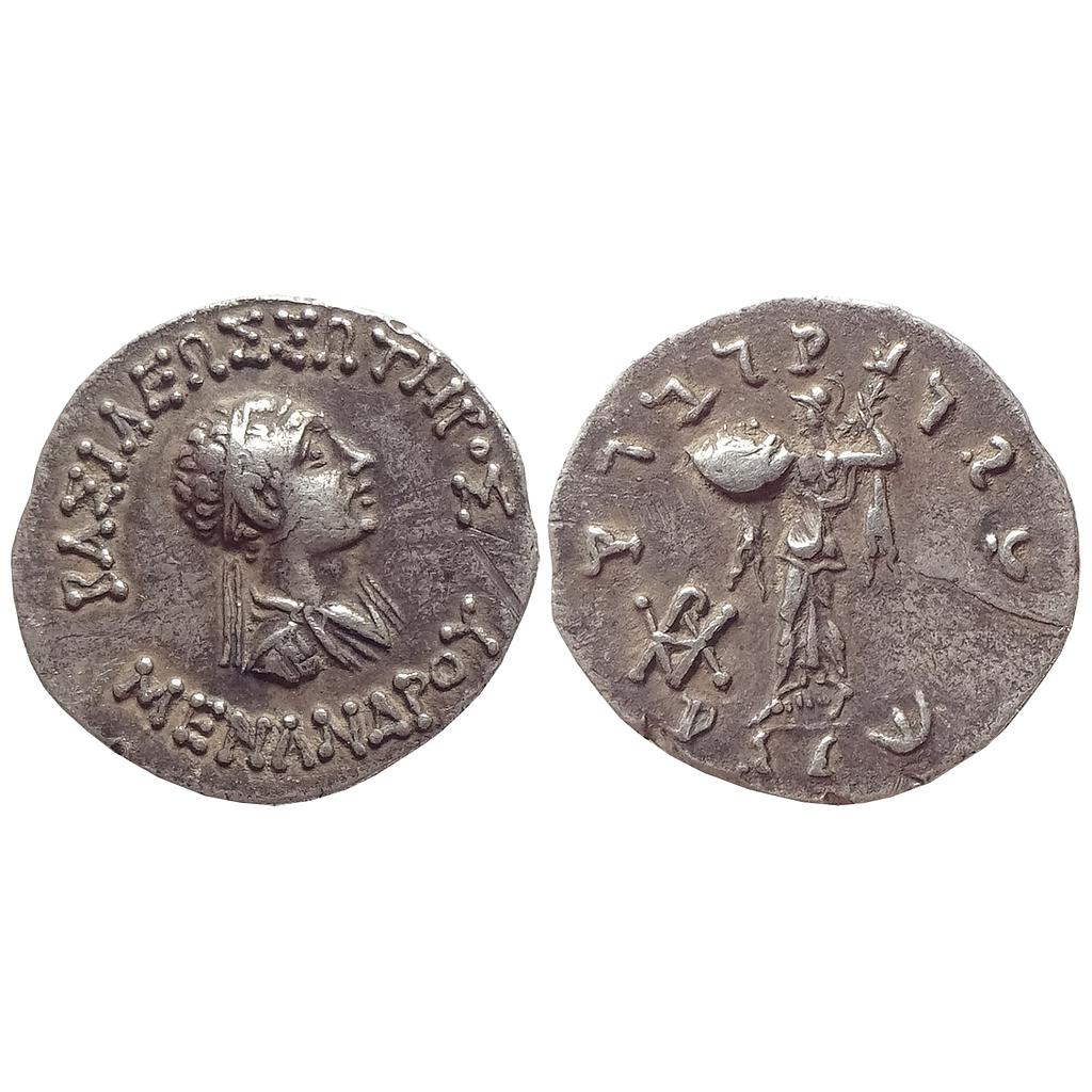 Indo-Greek, Menander I, Silver Drachm, Bilingual series