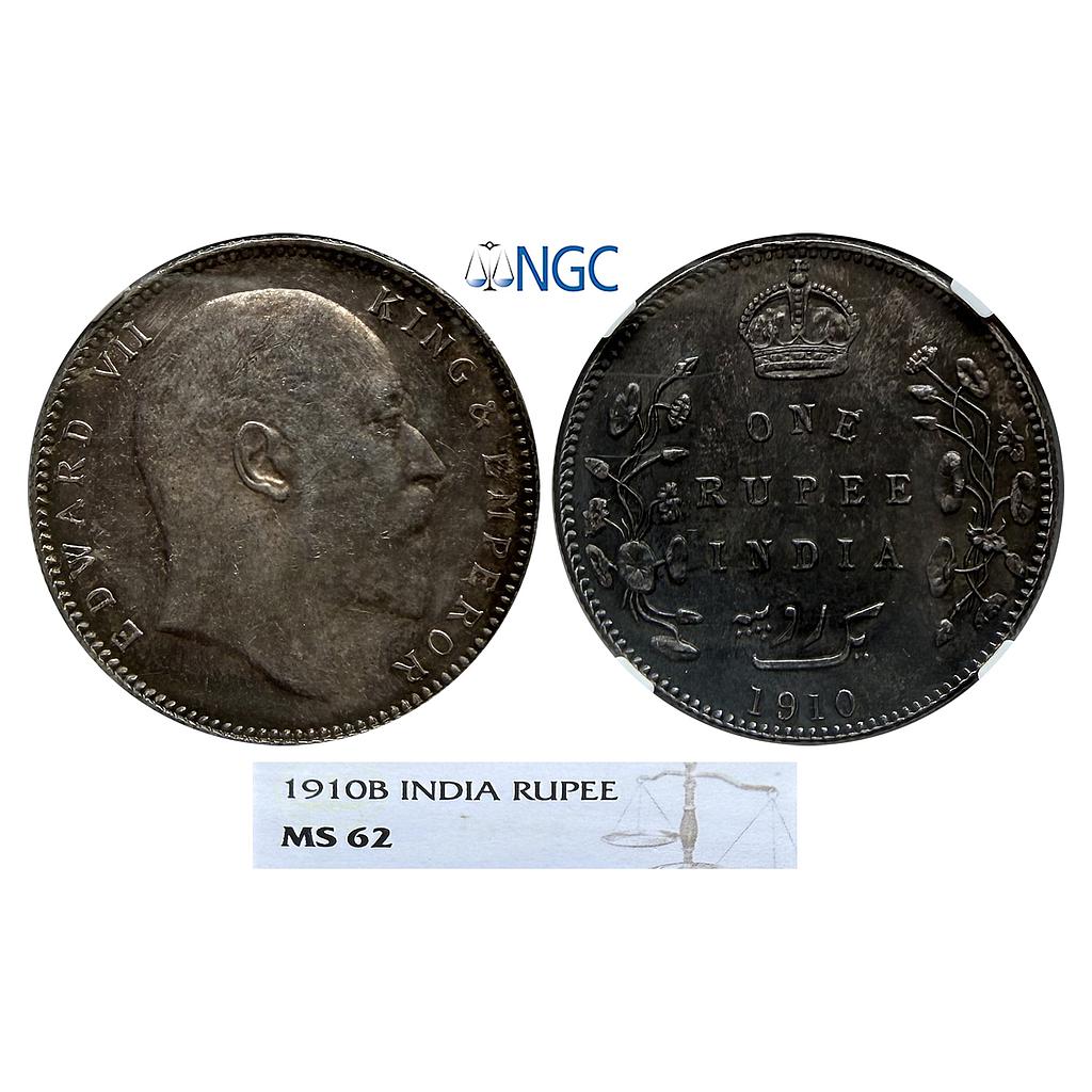 British India Edward VII 1910 AD Bombay Mint Silver Rupee