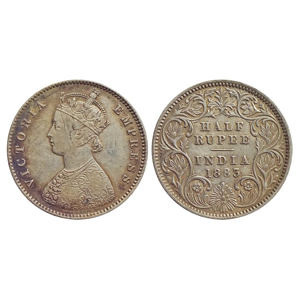 British India, Victoria Empress, 1883 AD, Calcutta Mint, A / I / C incuse, Silver &quot;1/2 Rupee&quot;