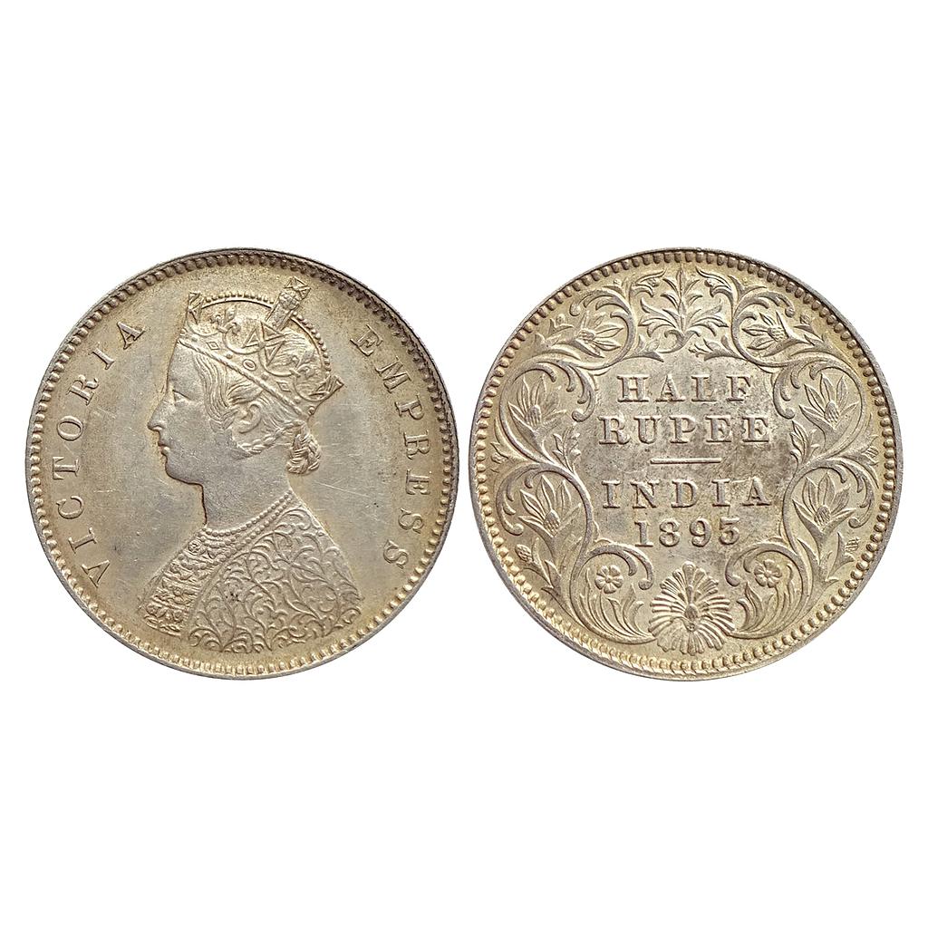 British India, Victoria Empress, 1893 AD, Calcutta Mint, A / I / C incuse, Silver "1/2 Rupee"