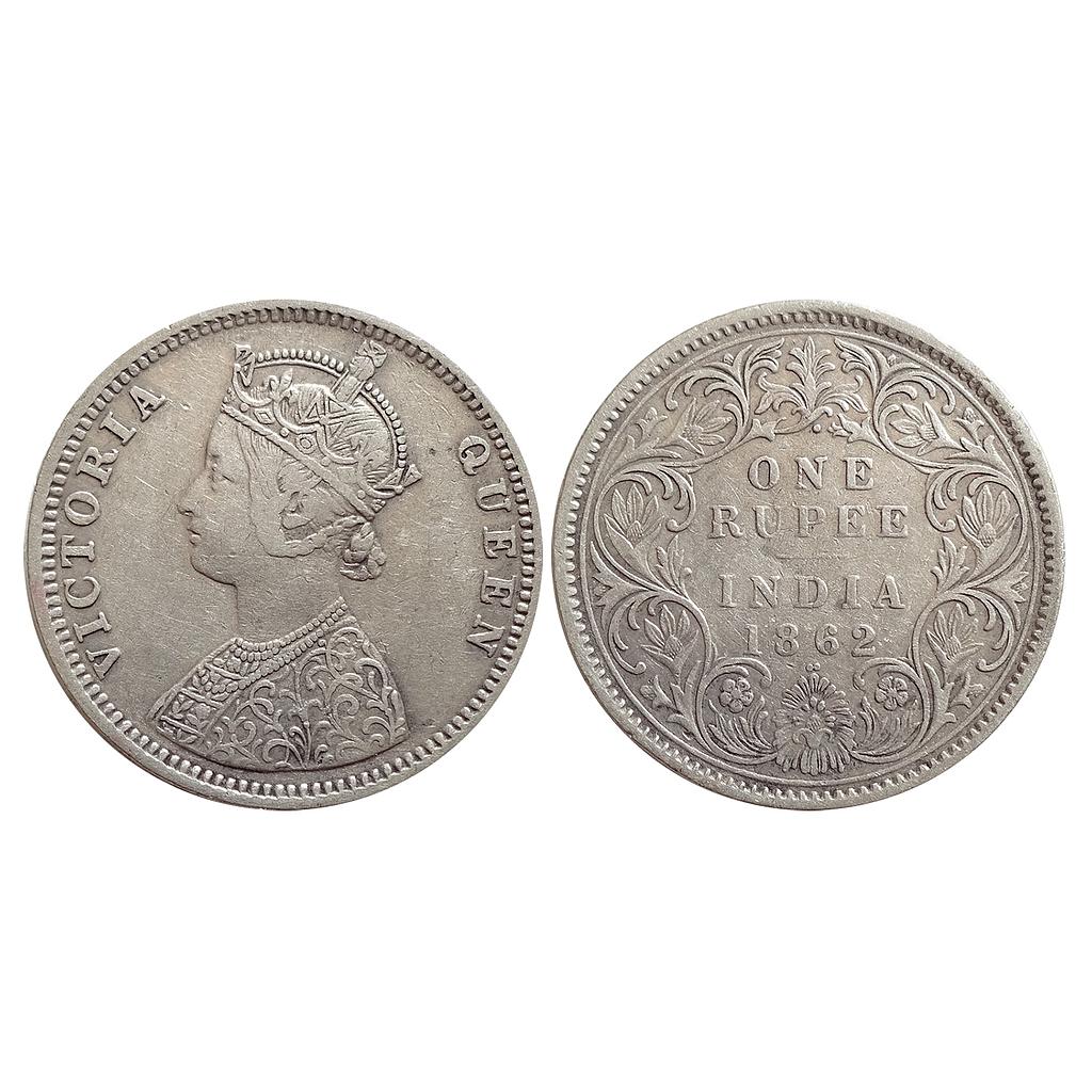 British India, Victoria Queen, 1862 AD, Bombay Mint, C / I / 1 / 2, Silver Rupee