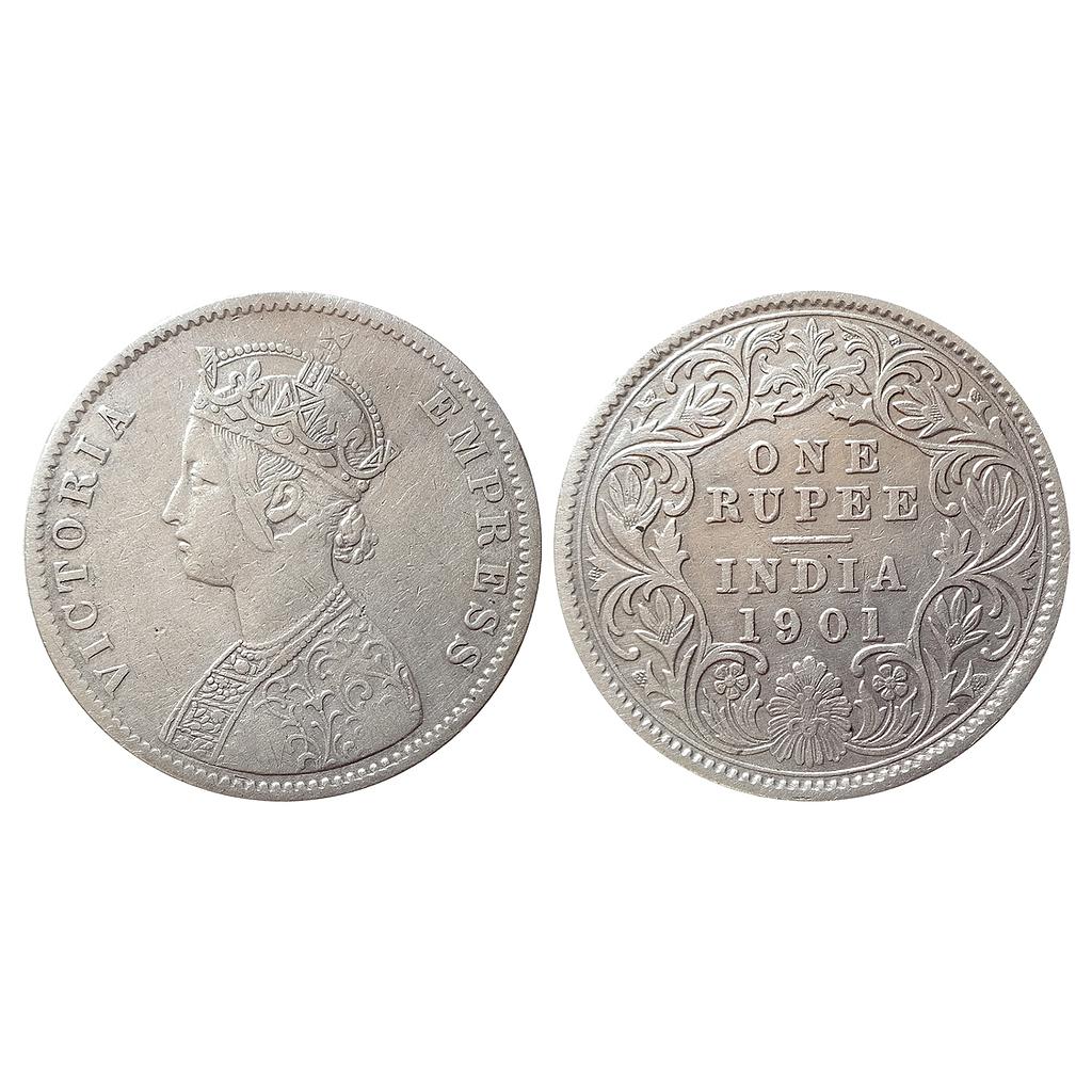 British India, Victoria Empress, 1901 AD, Calcutta Mint, Mule, A4 / I / C incuse, Silver Rupee