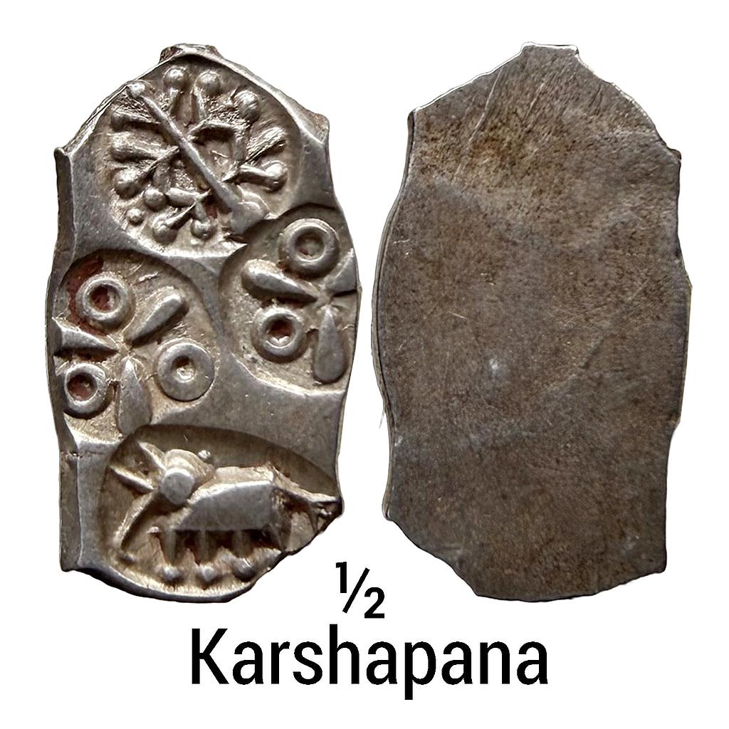 Ancient Punch Marked Coinage Godavari River Valley Vidarbha Region Silver 1/2 Karshapana