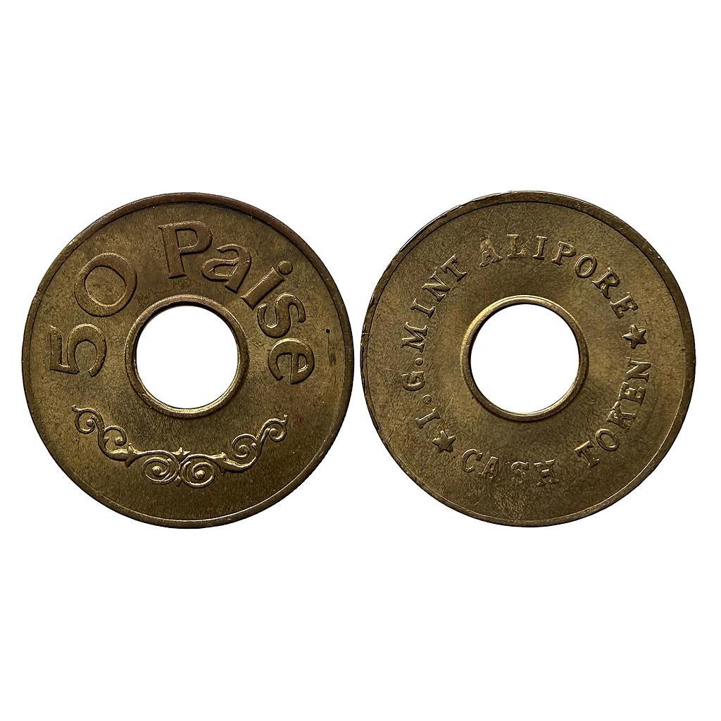 Republic of India Minted at the India Government Mint in Alipore Calcutta Bronze 50 Paisa Cash Token
