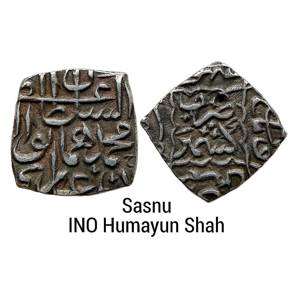 Kashmir Sultan Haidar Dughlat INO Mughal Emperor Humayun Kashmir Mint Silver Square Sasnu