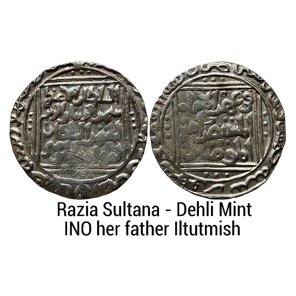 Delhi Sultan Jalalat al-din Radiyya Razia Sultana Dehli Mint In the name of her father Iltutmish Silver Tanka