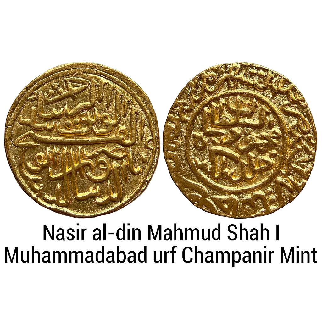 Gujarat Sultan Nasir al-din Mahmud Shah I Muhammadabad urf Champanir Mint Gold Tanka