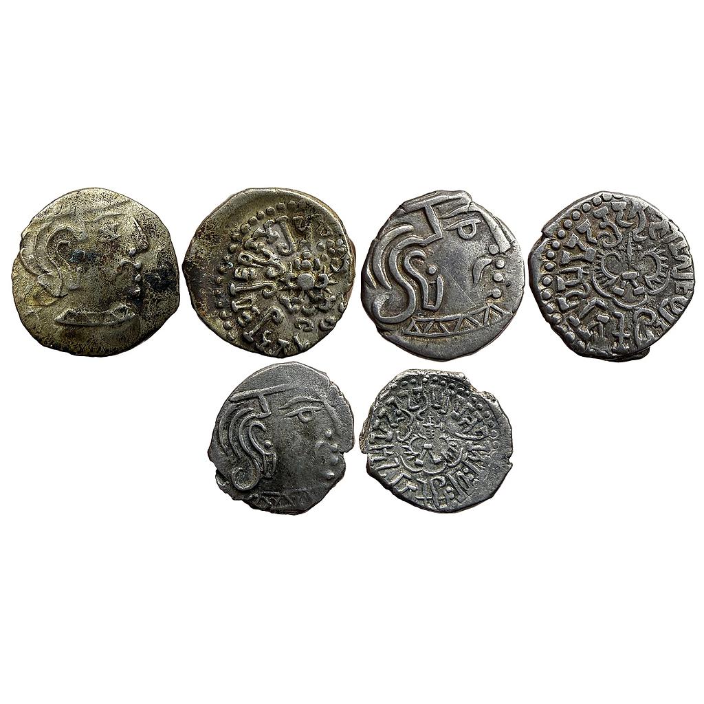 Ancient Guptas Kumara Gupta I Set of 3 Coins Silver Dramma