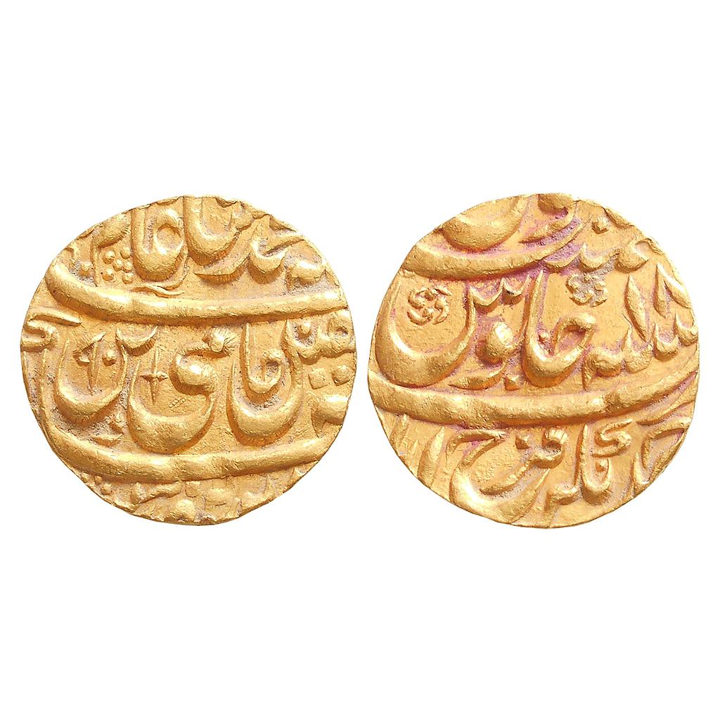 IK, Farrukhabad, Ahmad Khan Bangash, INO Shah Alam II, Ahmadnagar Farrukhabad Mint, Gold Mohur