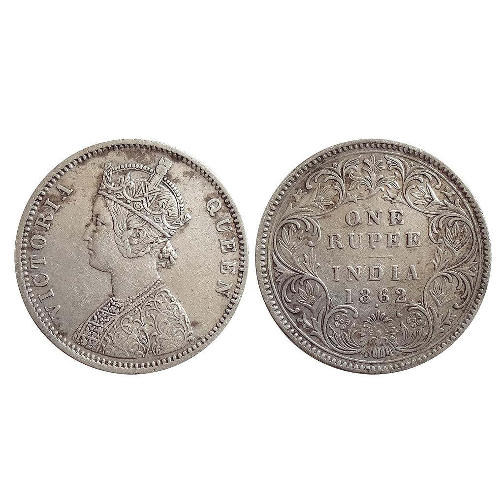 British India, Victoria Queen, 1862 AD, Bombay Mint, A / I / 1 / 1, Silver Rupee