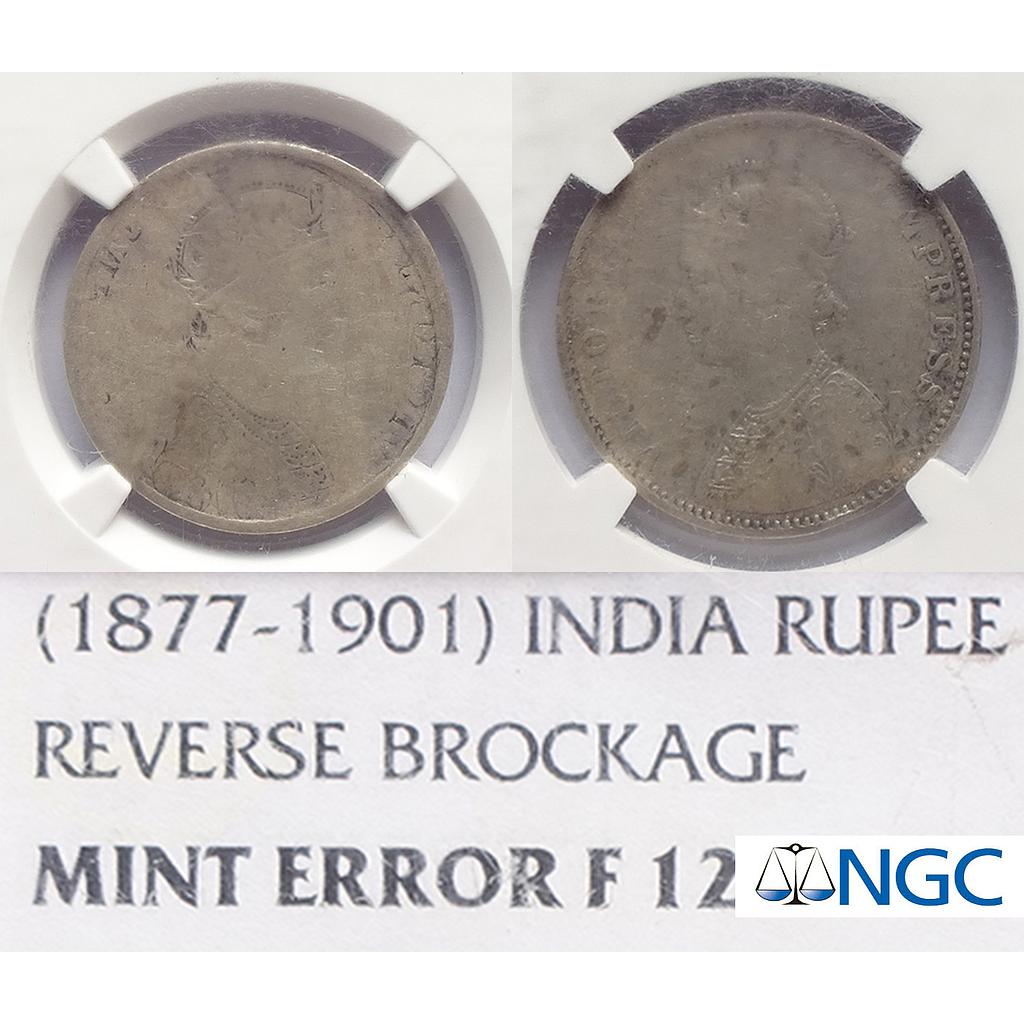 British India, Victoria Empress, Reverse Brockage, Silver Rupee