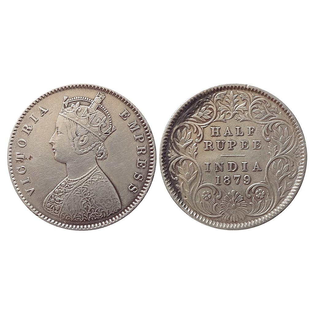 British India, Victoria Empress, 1879 AD, Calcutta Mint, A / I / C incuse, Silver "1/2 Rupee"
