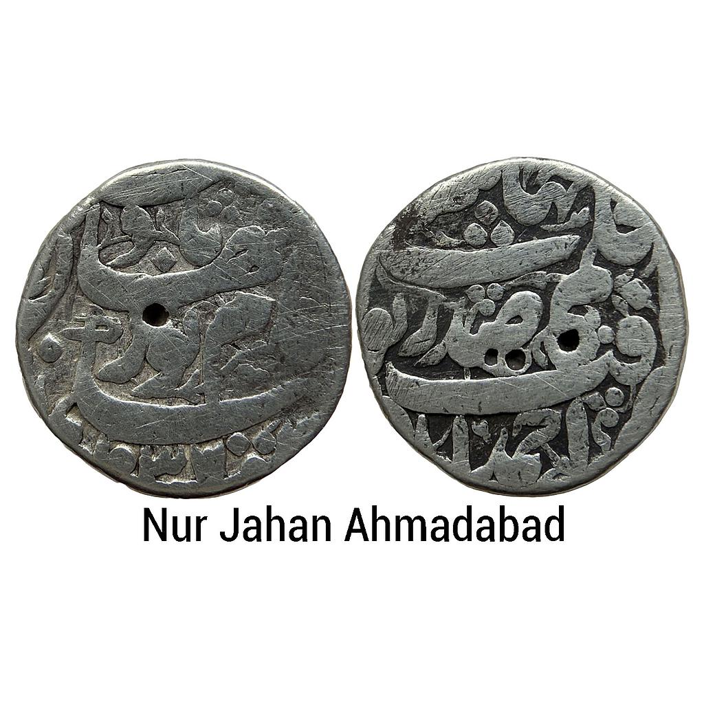 Mughal Nur Jahan Ahmadabad Mint Silver Rupee