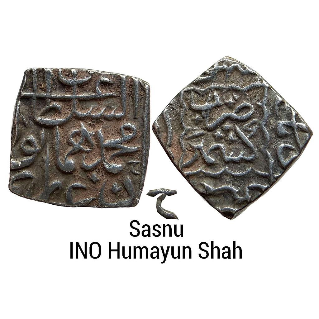 Kashmir Sultan Haidar Dughlat INO Mughal Emperor Humayun Kashmir Mint Silver Square Sasnu