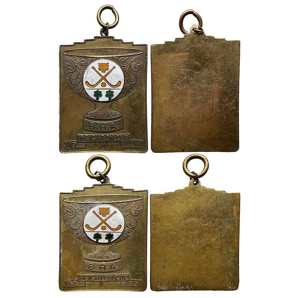 B.H.A Beighton Cup Medal 1971 AD 1972 AD Set of 2 Brass Medal