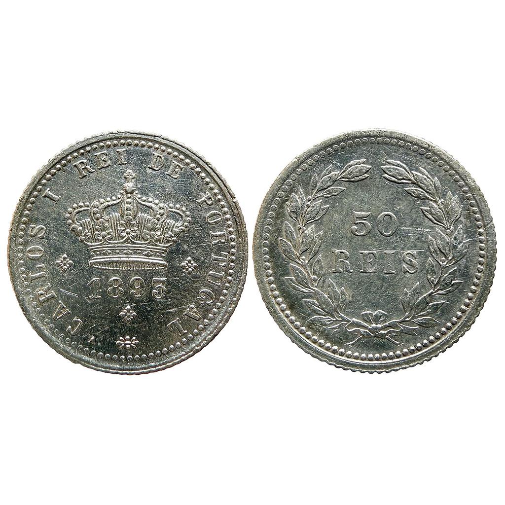 Indo Portuguese Goa Carlos I 1904 AD Silver (.917) 50 Reis