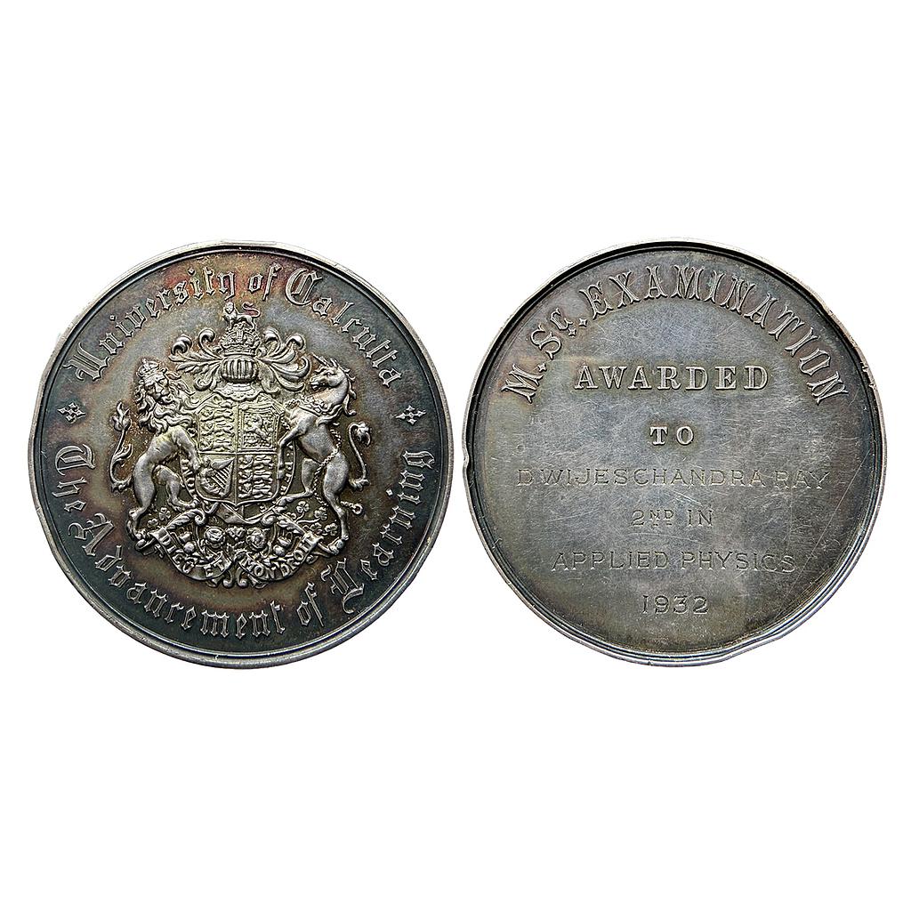 Medals University of Calcutta MSc. Examination 1932 AD Silver Medal