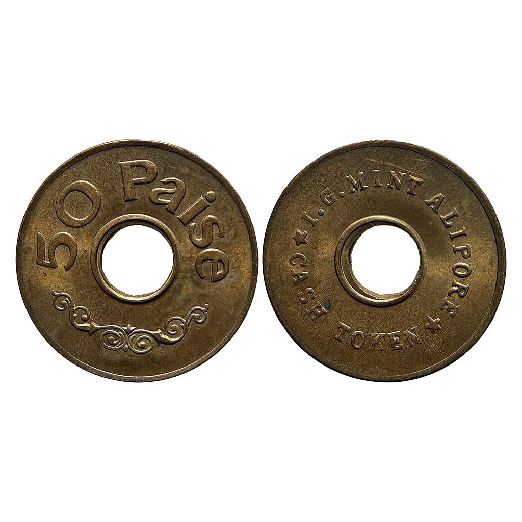 Republic of India Minted at the India Government Mint in Alipore Calcutta shortly after it commenced full operations on March 19 Bronze 50 Paisa Cash Token