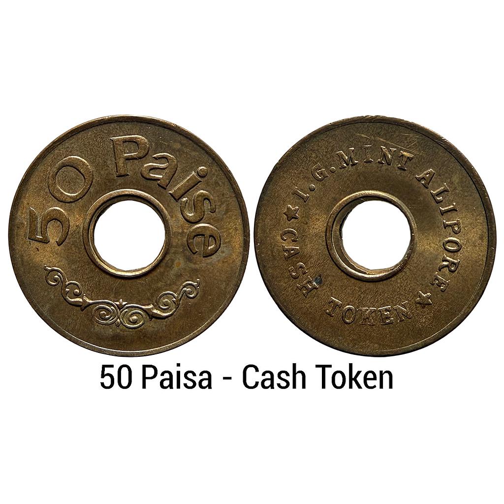 Republic of India Minted at the India Government Mint in Alipore Calcutta shortly after it commenced full operations on March 19 Bronze 50 Paisa Cash Token