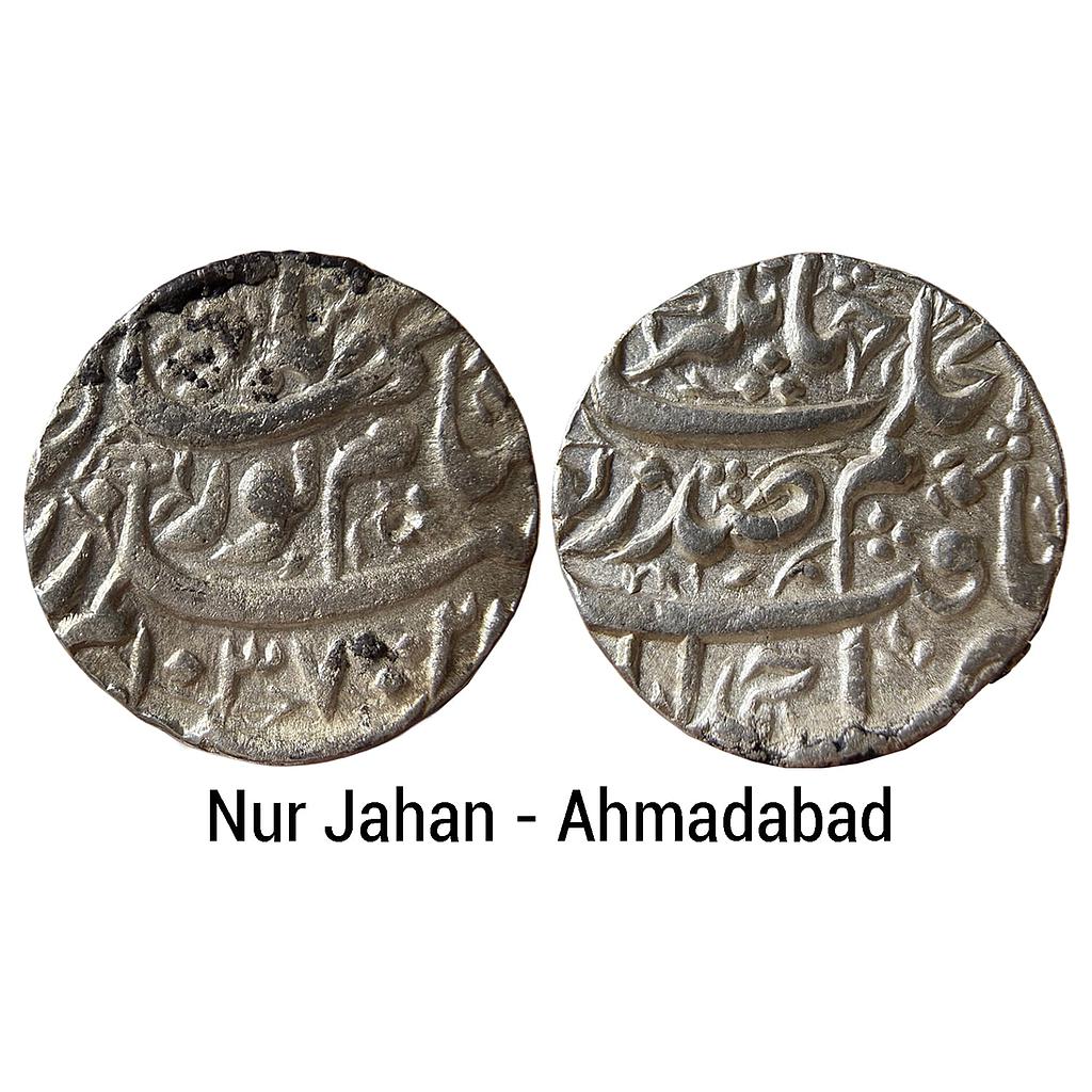 Mughal Nur Jahan Ahmadabad Mint Silver Rupee